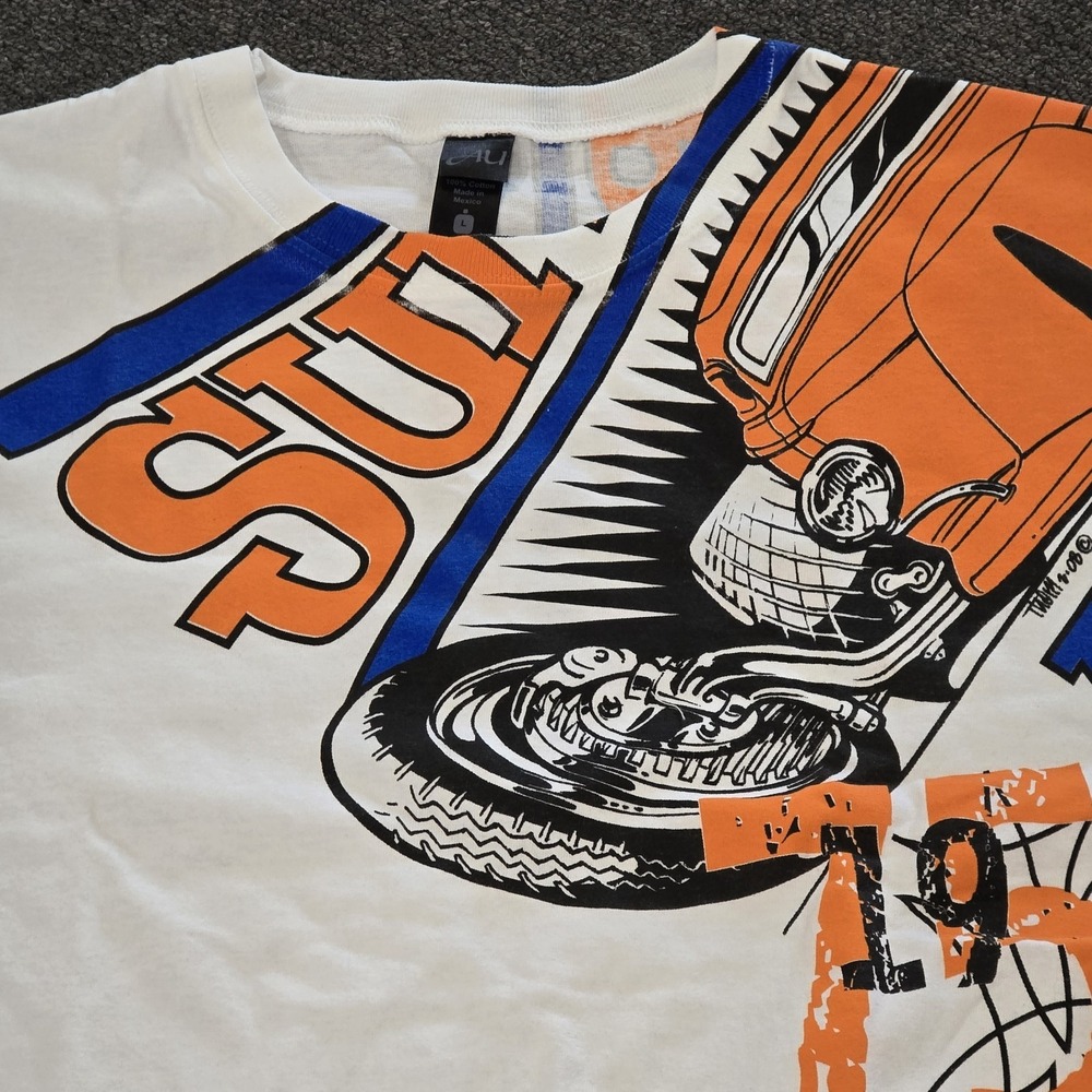 VTG Y2K Super Bell Axle Hot Rod Shirt Mens Size L Double‎ Sided Car Racing Tee
